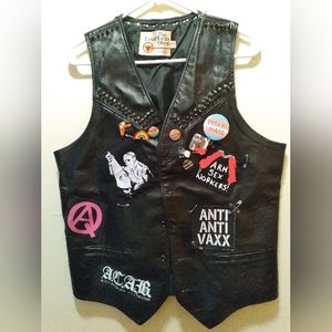 X-TALL 42 Punk Anarchist LGBTQ LGBT Gay Queer Leather Battle Vest Handmade